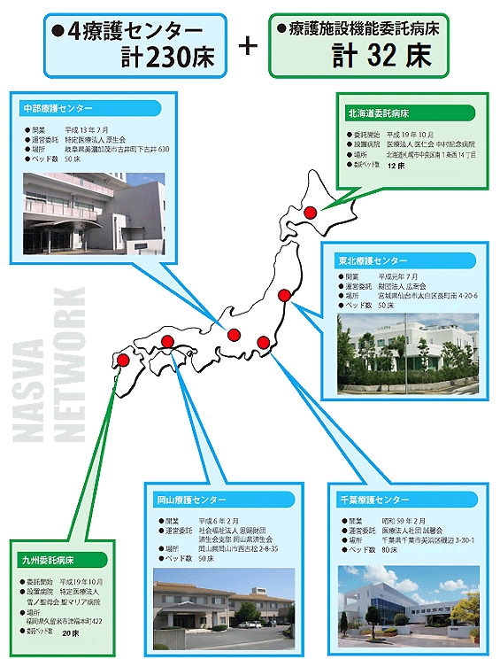 療護施設の全国配置図